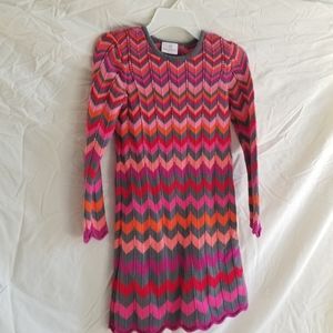 Hanna Andersson sweater dress, girls size 130, US girls 8, pink and grey.
